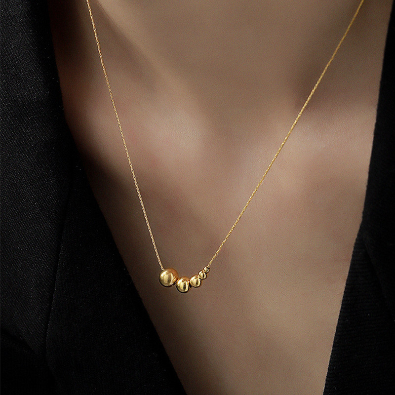 European and American Minimalist Five Blessings Necklace for Women, Ins Niche Design, K Gold Color, Light Luxury, High-End Feel, Cool Style, Collarbone Sweater Chain