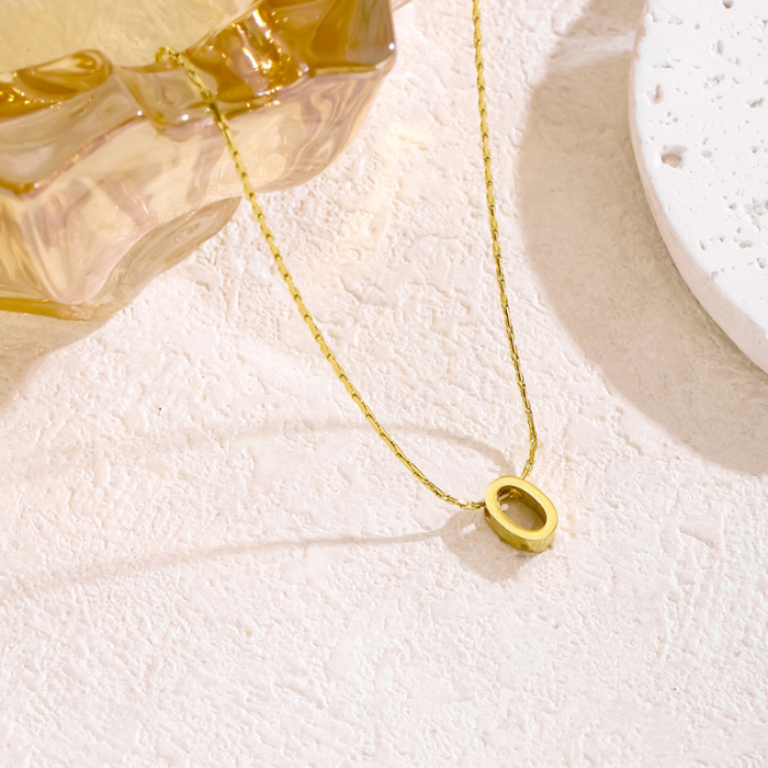 Cross-Border Hot Selling INS Gold 26 Capital English Letters Necklace Piercing Pendant Fine Polished Stainless Steel Necklace