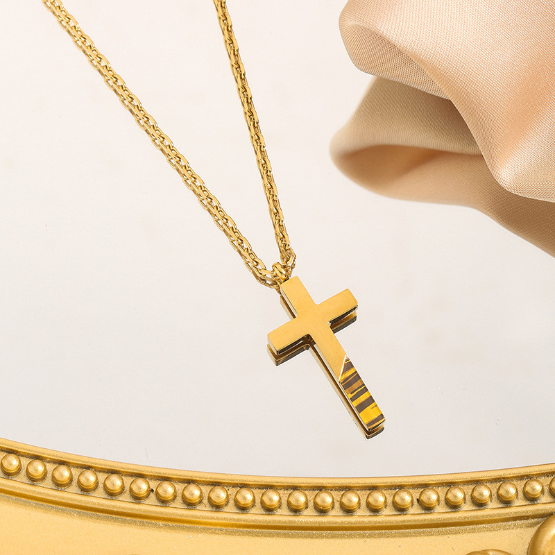 Cross-Border AliExpress Hot-Selling New Cross Necklace for Women, Collarbone Chain, Gold-Plated 18K Gold Pendant Necklace for Women