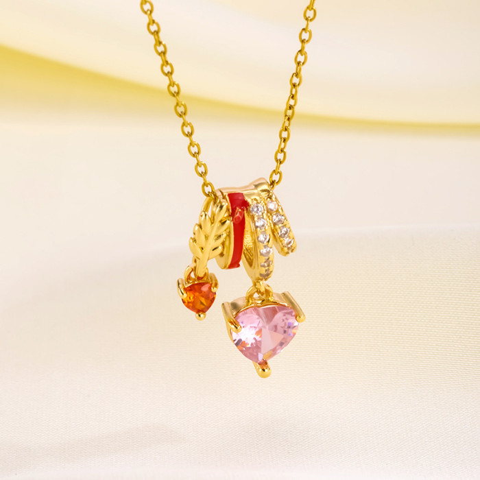 Internet Celebrity Fashion Hot Sale Titanium Steel Necklace for Women with Zircon Inlay, Copper Plated with 18K Real...