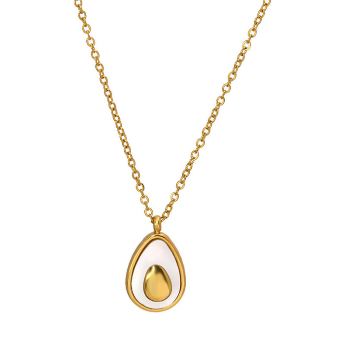 2024 New Titanium Steel Color-Retaining Elegant Light Luxury Ins Style Exquisite Shell Avocado Necklace Best Friend Collarbone Chain