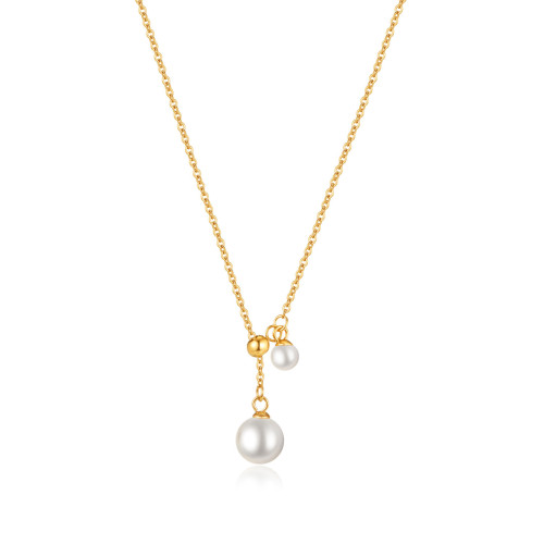 Ins Style French Light Luxury Niche Design Pearl Necklace for Women Wholesale Fashion Simple Versatile Titanium Steel Necklace Jewelry