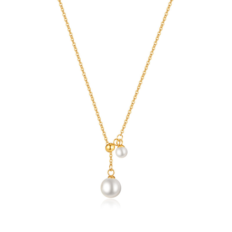 Ins Style French Light Luxury Niche Design Pearl Necklace for Women Wholesale Fashion Simple Versatile Titanium Steel Necklace Jewelry