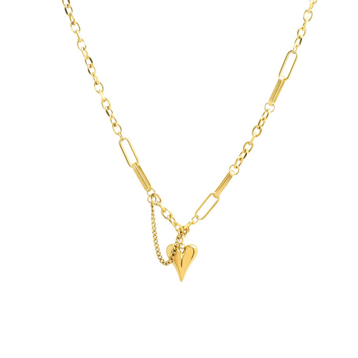 Tassel Heart Necklace INS Style Set Jewelry Titanium Steel 18K Gold Heart Bracelet Necklace Set, Jewelry Sets