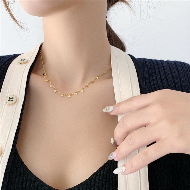 2024 New Tassel Rectangle Small Pendant Necklace for Women Summer Collarbone Chain Choker Jewelry Versatile High-end Valentine's Day