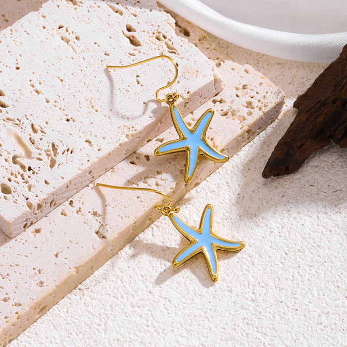 European and American Cross-Border New Starfish Shell Necklace Set Fashion Versatile Bracelet High-End Feel Women's Summer Niche Earrings