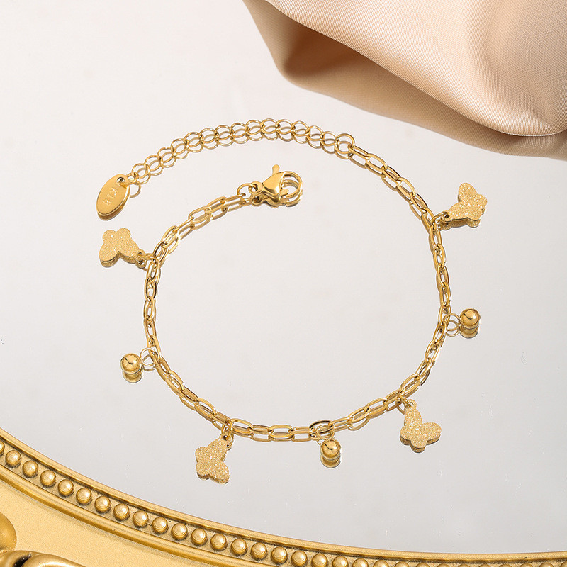 Titanium Steel Non-Fading Butterfly Fairy Bracelet for Women, Internet Celebrity Style Tassel Butterfly Hand Jewelry, Korean and Japanese Fresh Style Bracelet