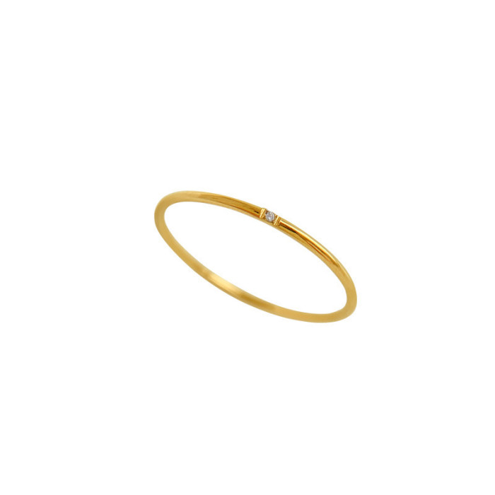 Japanese and Korean Simple Ultra-Fine Diamond Titanium Steel Ring Female Cold Special-Interest Design Index Finger Tail Ring Fashion Net Red Fashion Ornament