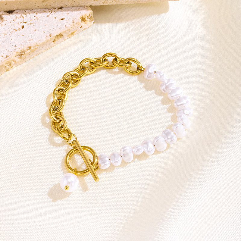 European and American INS Hot-Selling Stainless Steel Bracelet Baroque Atmosphere Retro French Romantic Pearl Series Bracelet