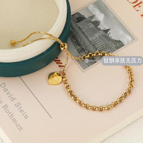 European and American Light Luxury Adjustable Heart Pull Titanium Steel Bracelet Round Pearl Chain Anklet for Women Non-Fading Style Bracelet Personality