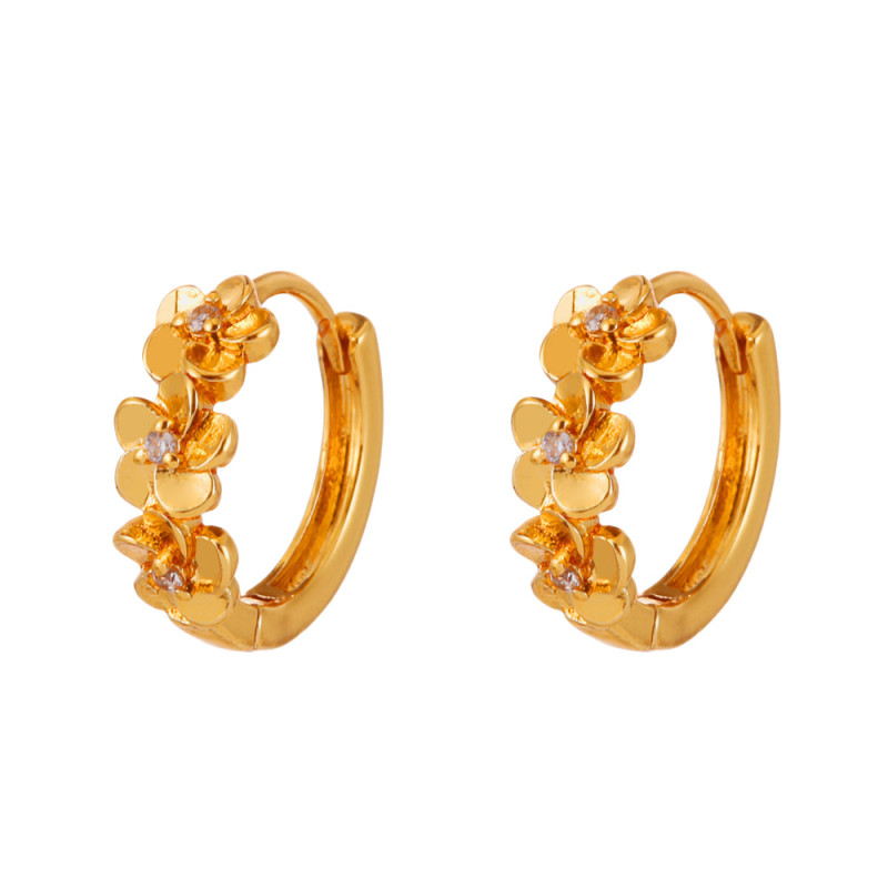 European and American Hot-Selling Diamond-Studded Three-Layer Flower Earrings for Women, Gold Commuting Stud Earrings, Light Luxury Natural Simple Women's Jewelry