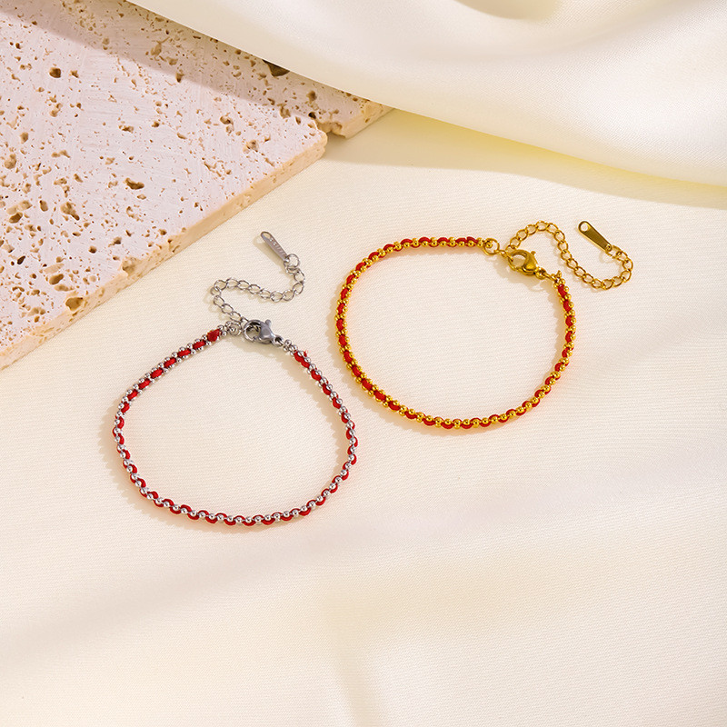 French Redline Red Rope Celebrity Style Braided Bracelet for Women 18k Gold Zodiac Year Lucky Couple Bracelet Gift