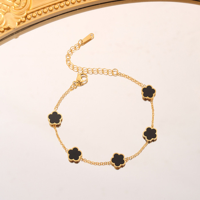 Hot Selling Five-Petal Flower Five-Leaf Clover Bracelet for Women, Fashion Five-Leaf Flower Bracelet, Unique Simple V...