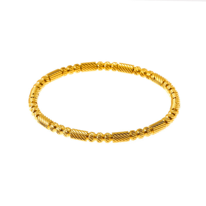 European and American Cross-Border New Bracelet Simple Carved Round Beads Three-String Stainless Steel Fashion Bracelet Niche Versatile