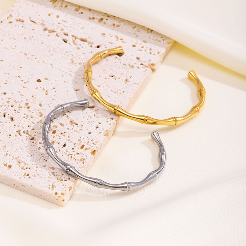 European and American Cross-Border New Half-Open Bamboo Joint Bracelet Niche High-End Summer Bracelet for Women Elegant Versatile Fashion Bracelet