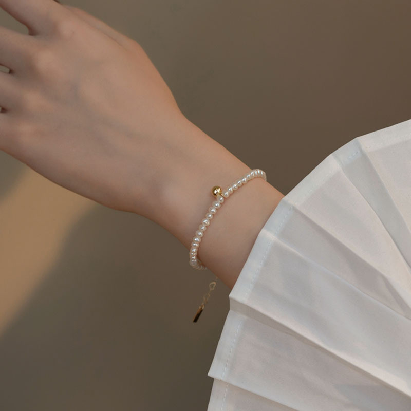 Korean Minimalist Pearl Small Gold Bean Bracelet for Women, Niche Design with a Sense of Sophistication, Best Friend Bracelet, Internet Celebrity Ins Trend Jewelry
