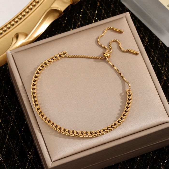 2024 New Korean Style Mori Titanium Steel Braided Adjustable Bracelet for Women, Non-Fading Simple Chain Wholesale, N...