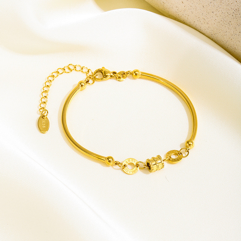 Fashion Exquisite High-end Feel Curved Tube Slim Waist Titanium Steel Bracelet for Women, Versatile Women's Jewelry, Niche Design, Light Luxury