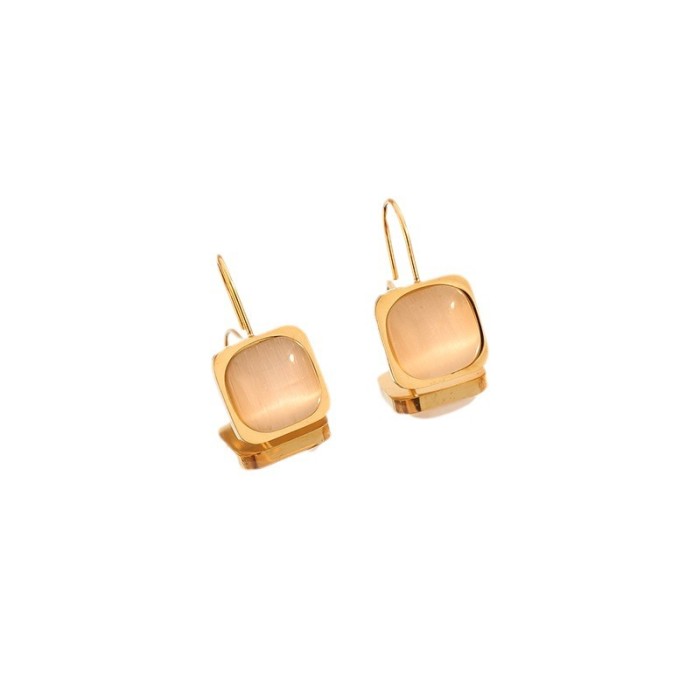 French INS Minimalist Style Elegant Accessories Geometric Square Resin Design Pendant Titanium Steel Jewelry Set