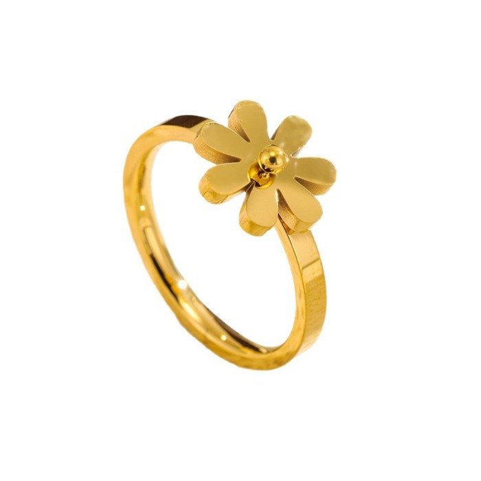 Hot Sale Personality Fashion Daisy Flower Stainless Steel Ring for Women Light Luxury Versatile Trendy Ring
