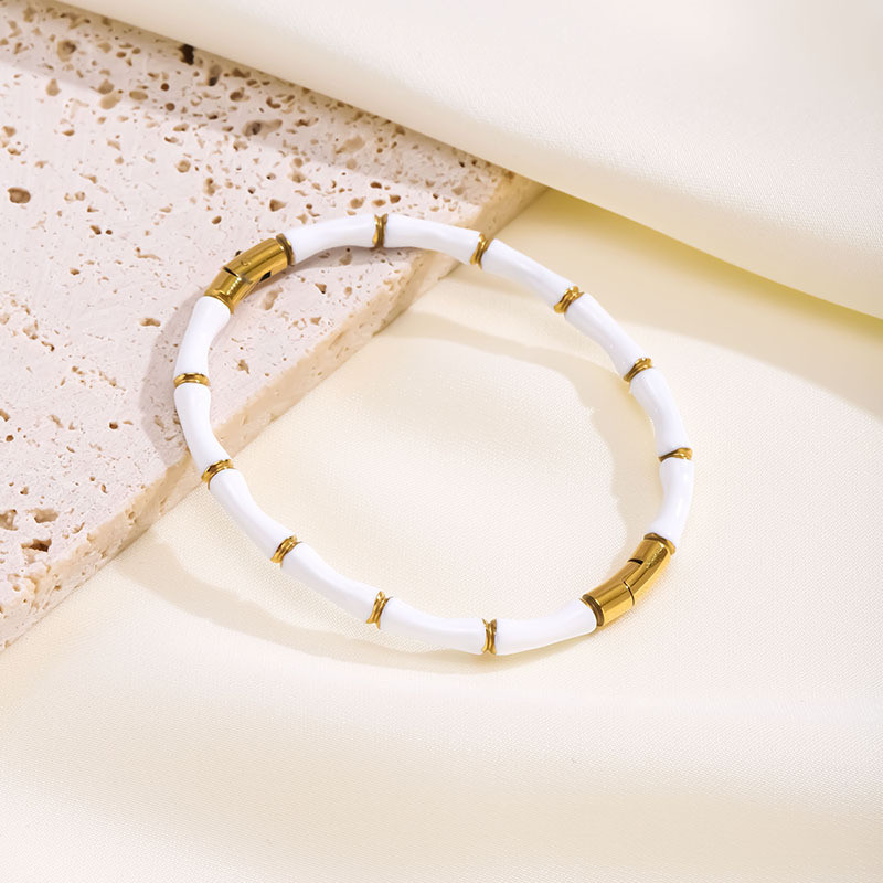 Amazon Bestseller Oil Drop Titanium Steel Bracelet Simple Personality Bamboo Knot Style Stainless Steel Bangle Non-Fading Jewelry for Women