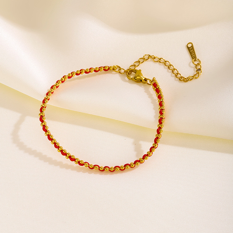 French Redline Red Rope Celebrity Style Braided Bracelet for Women 18k Gold Zodiac Year Lucky Couple Bracelet Gift
