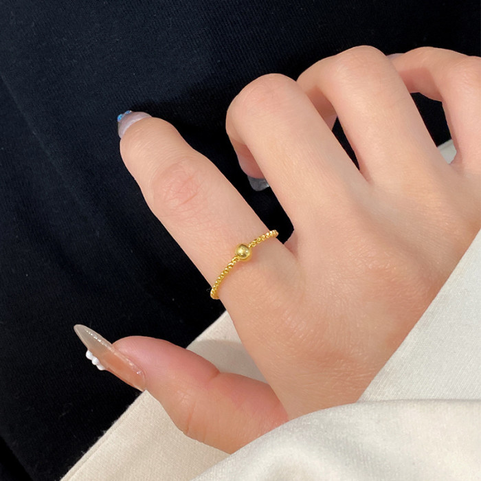 Japanese and Korean Minimalist Chain Ring for Women, Ins Style, Cool and Simple Small Gold Bean Index Finger Ring, Un...