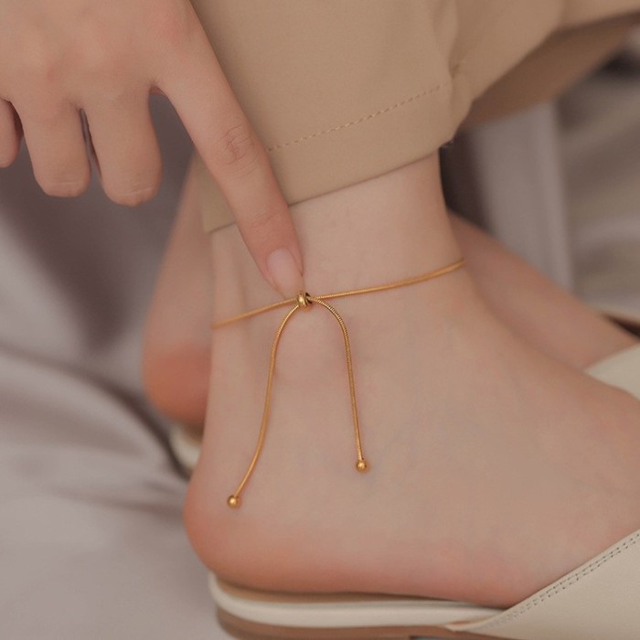 Live Broadcast Simple Niche Gourd Love Titanium Steel Anklet Ladies Beach Anklet Girls All-Match Jewelry Does Not Fade