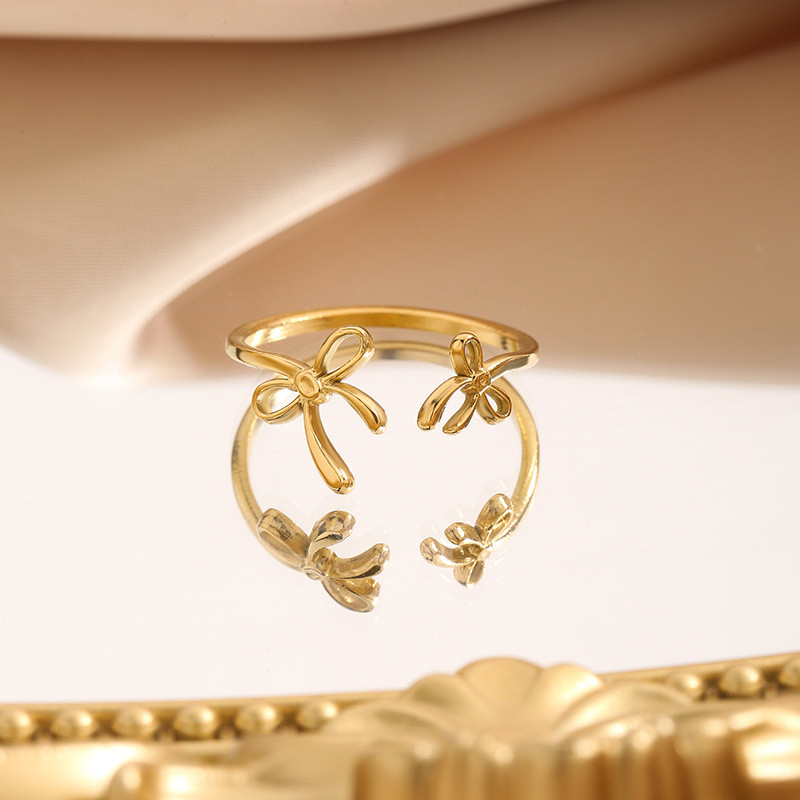 European and American INS Internet Celebrity Hot-Selling Creative Butterfly Open Titanium Steel Ring for Women High-End Light Luxury Ring Jewelry Wholesale