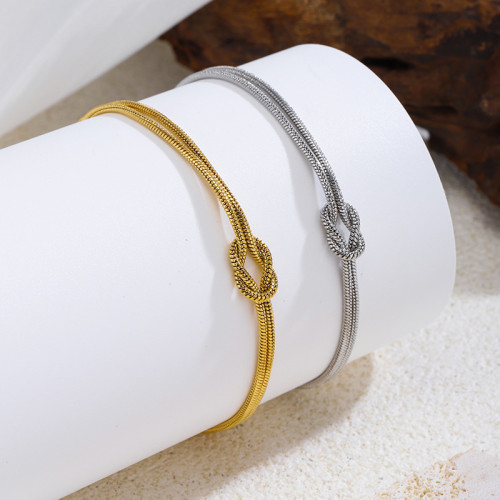 European and American Love Knot Double Snake Chain Bracelet Love Knot Infinity Love Heart Couple Bracelet 304 Stainless Steel Fashion Bracelet