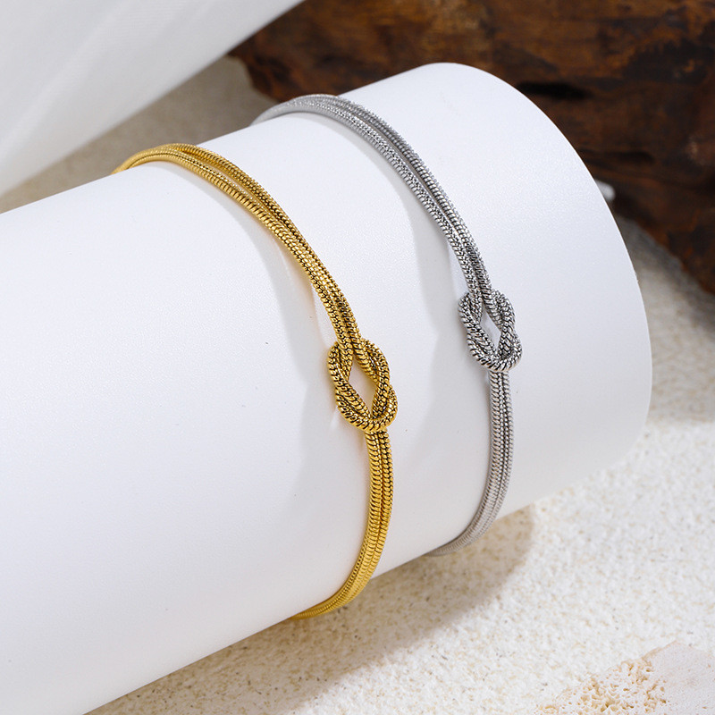 European and American Love Knot Double Snake Chain Bracelet Love Knot Infinity Love Heart Couple Bracelet 304 Stainless Steel Fashion Bracelet