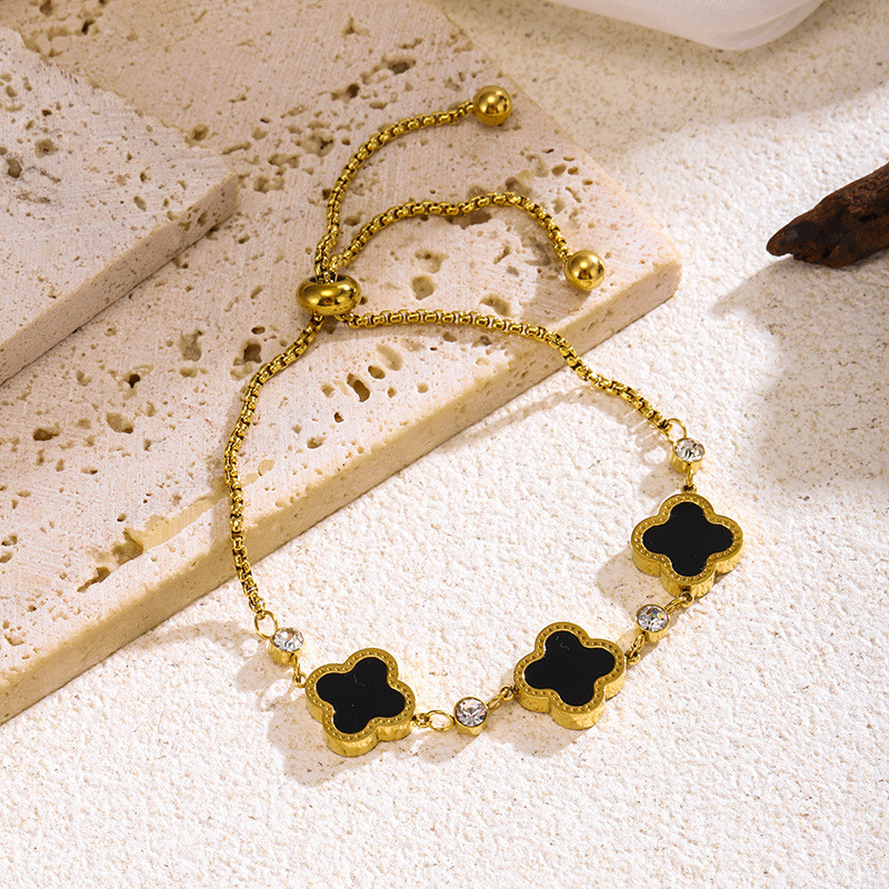 Cross-Border Foreign Trade European and American Jewelry Four-Leaf Flower Bracelet for Women Japanese and Korean Style Sweet Jewelry Accessories Hand Jewelry for Ladies