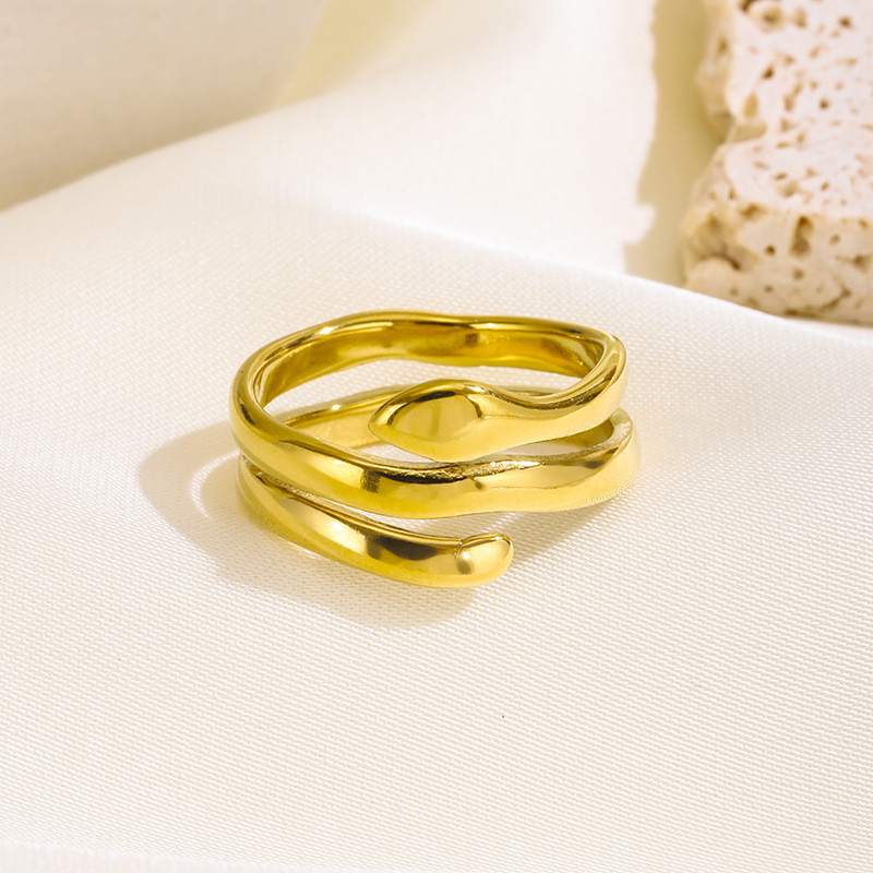 Amazon Cross-Border 18K Gold Snake-Shaped Ring Titanium Steel Non-Fading Personalized High-End Ring Stainless Steel Ring Wholesale