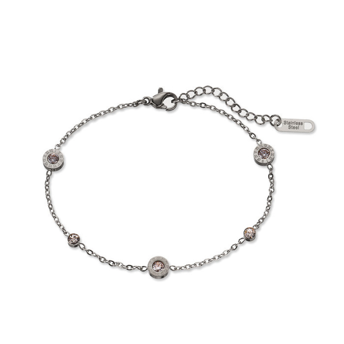 High-End Small Diamond Titanium Steel Bracelet Niche Design Light Luxury Niche Exquisite Female Best Friend Simple Cold Style Two-Piece Set