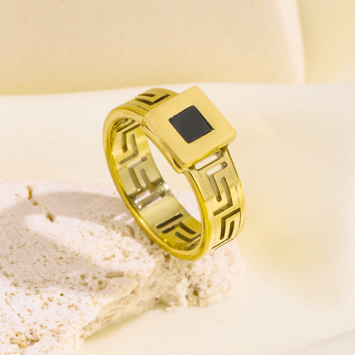 Cross-Border Hot-Selling New Hollow Striped Stainless Steel Ring for Women Fashion Simple Jewelry Creative Personality Versatile Ring