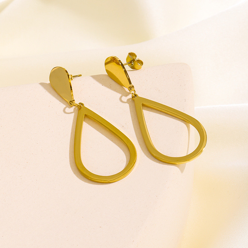 European and American Cross-Border Fashion Trendy Creative New Large Water Drop Stainless Steel Earrings Personality Simple Street Style Hot-Selling Accessories