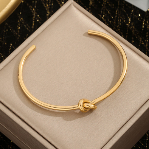 New Fashionable Personality Gold Bracelet for Women Simple Style Couple Design Knot Shape Light Luxury Style Open Jewelry