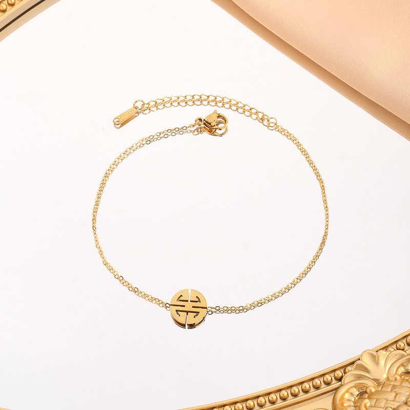 New Chinese Style Design Elements Ins Style Titanium Steel Bracelet 18k Elegant Fashion Versatile Jewelry Wholesale