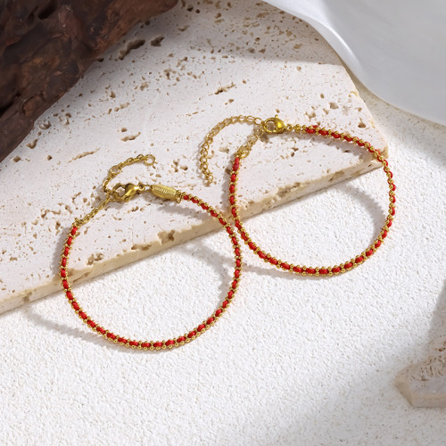 French Niche Design Red String Bracelet Light Luxury Versatile Zodiac Year Bracelet Best Friend Bracelet Women's High-End Trendy