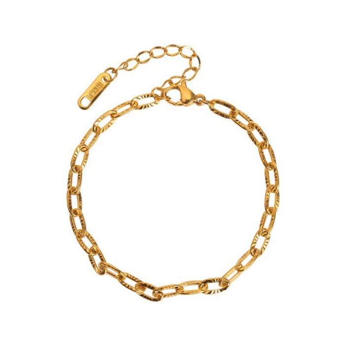 Japanese and Korean Mori Style Embossed Bracelet for Women, Titanium Steel with 18K Gold Plating, Light Luxury Ins Ni...