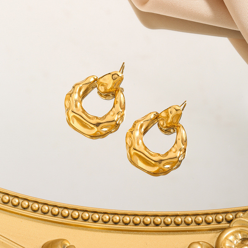 European and American Fashion Personality INS Minimalist Style Earrings for Women, Niche High-end Irregular Titanium Steel Earrings Wholesale