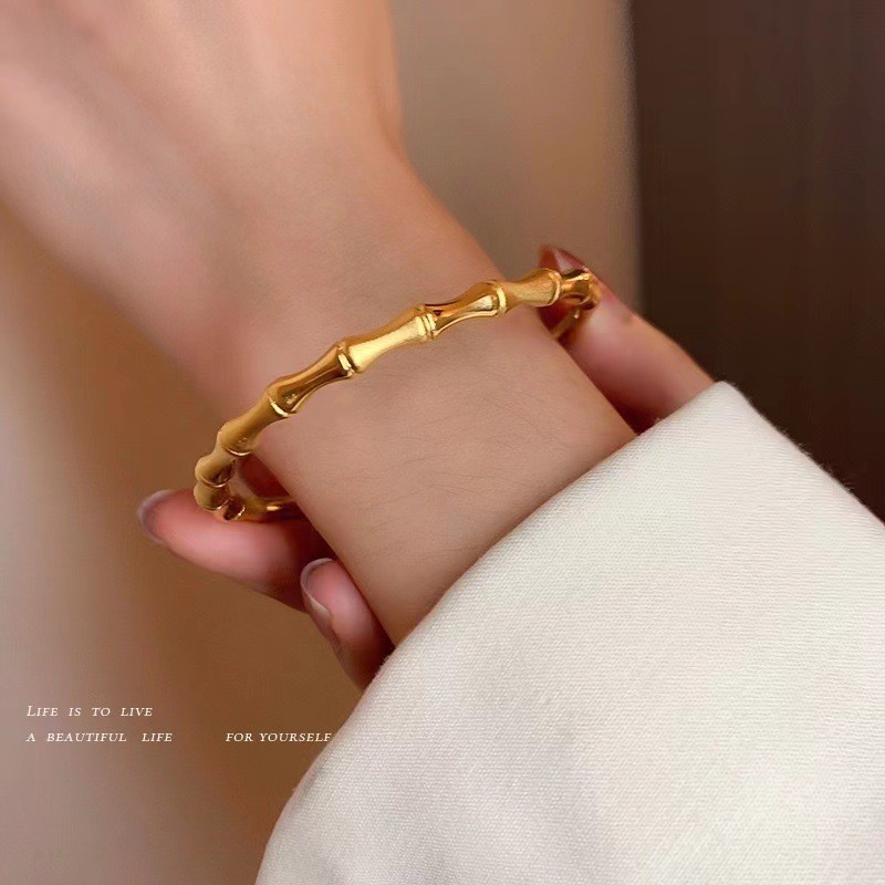 Traditional Craft Bamboo Knot Bracelet Simple Fashion Titanium Steel Solid Bracelet Non-Fading Women's Jewelry