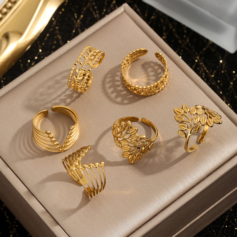 New Cross-Border Exaggerated Niche Design Personality Ins Style Simple Titanium Steel Gold-Plated Open Ring Jewelry Wholesale for Women