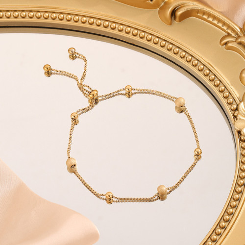 European and American Cross-Border Wholesale New Titanium Steel Bracelet for Women, Matte Gold Beads, Round Ball, Versatile, Simple and Elegant Women's Jewelry