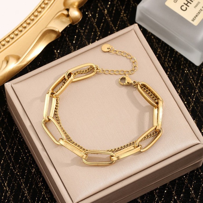 Non-Fading New Titanium Steel Bracelet Women's All-Match Ins Style Bracelet Fashion Bracelet Ornament Girls High Sense