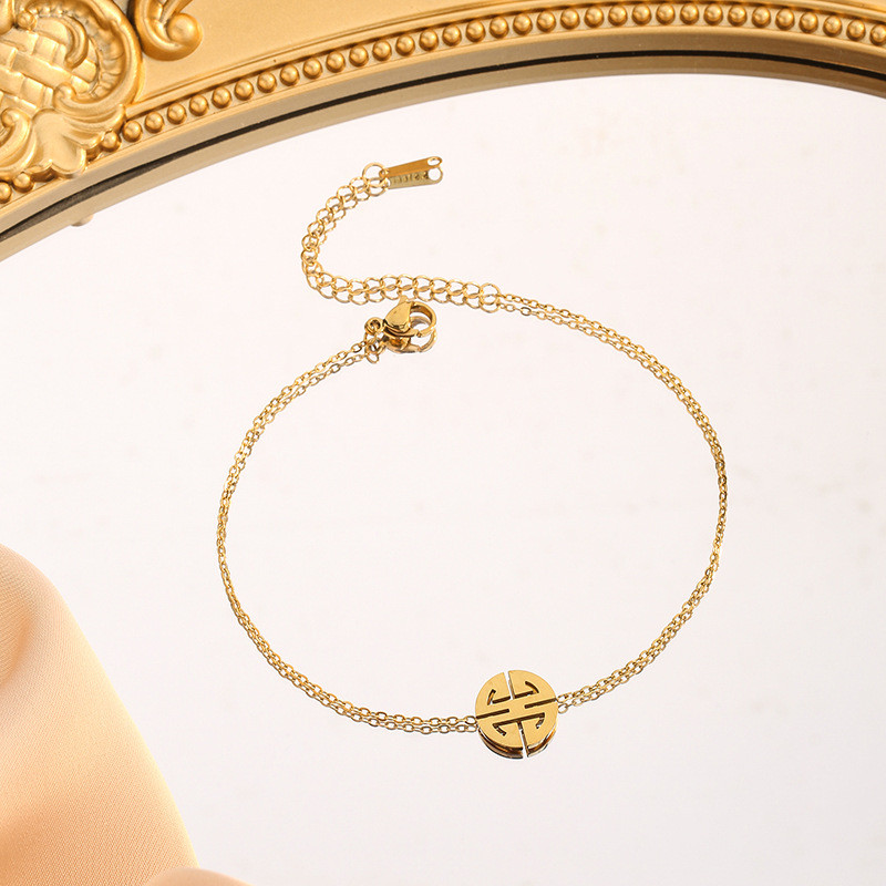 New Chinese Style Design Elements Ins Style Titanium Steel Bracelet 18k Elegant Fashion Versatile Jewelry Wholesale