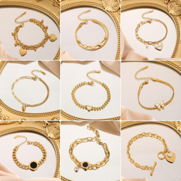 Non-Fading New Titanium Steel Bracelet Women's All-Match Ins Style Bracelet Fashion Bracelet Ornament Girls High Sense