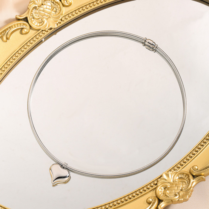 Exclusive Steel Wire Rope Titanium Steel Bracelet Wholesale Fashion Artistic Retro Stainless Steel Pendant Heart Brac...