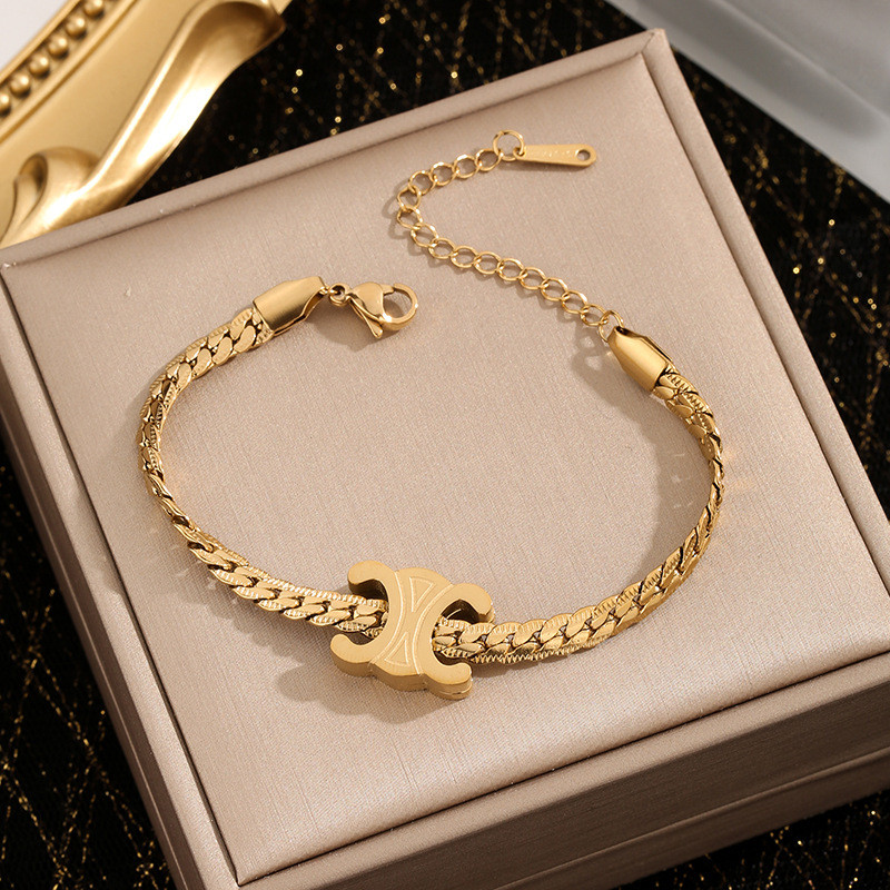 Personalized Fashion Simple Arc de Triomphe Chain Titanium Steel Bracelet 2024 New European and American Style Elegant High-end Women's Jewelry
