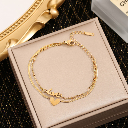 Korean Version Ins Style Titanium Steel Bracelet Female Ins Internet Celebrity Does Not Lose Color English Letter Love casual fashion easiest for match Wholesale